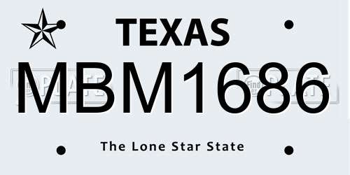 MBM1686 Texas License Plate
