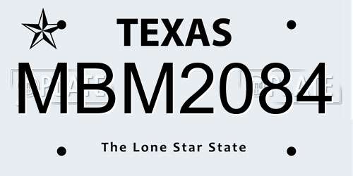 MBM2084 Texas License Plate