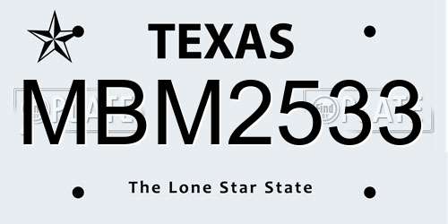 MBM2533 Texas License Plate