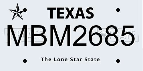 MBM2685 Texas License Plate