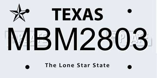 MBM2803 Texas License Plate