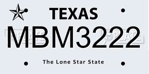 MBM3222 Texas License Plate