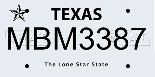 MBM3387 Texas License Plate