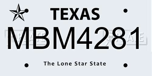 MBM4281 Texas License Plate