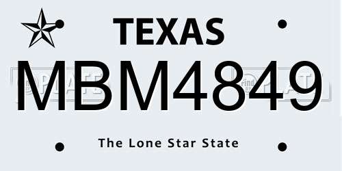 MBM4849 Texas License Plate