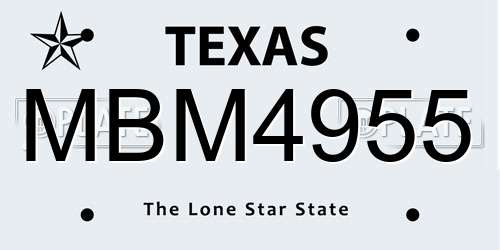 MBM4955 Texas License Plate