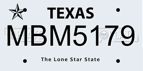 MBM5179 Texas License Plate