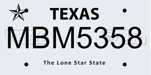 MBM5358 Texas License Plate