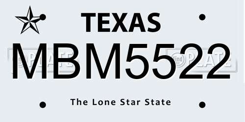 MBM5522 Texas License Plate