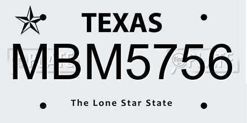 MBM5756 Texas License Plate