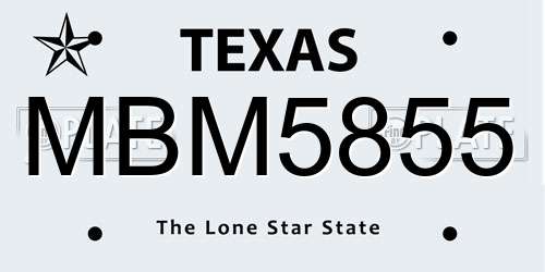 MBM5855 Texas License Plate