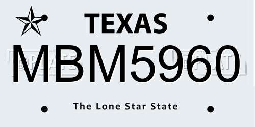 MBM5960 Texas License Plate
