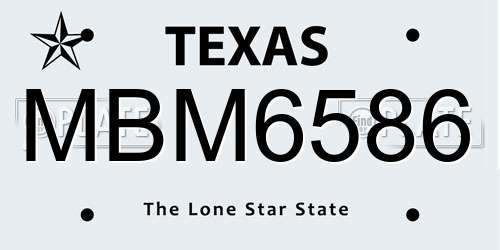 MBM6586 Texas License Plate