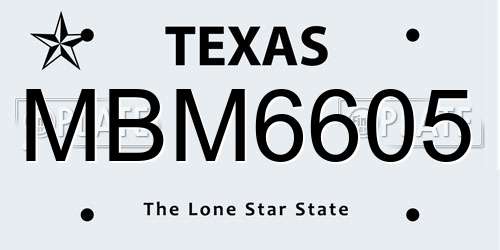 MBM6605 Texas License Plate