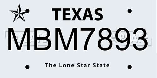 MBM7893 Texas License Plate
