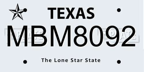 MBM8092 Texas License Plate