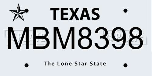 MBM8398 Texas License Plate