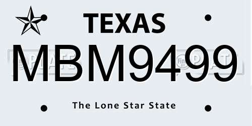 MBM9499 Texas License Plate