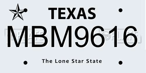 MBM9616 Texas License Plate