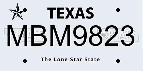 MBM9823 Texas License Plate