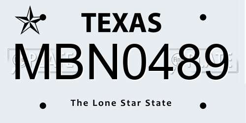 MBN0489 Texas License Plate