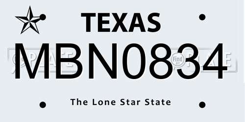 MBN0834 Texas License Plate