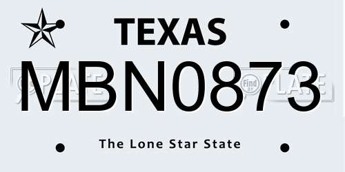MBN0873 Texas License Plate