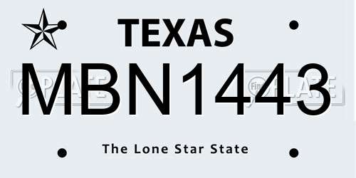 MBN1443 Texas License Plate