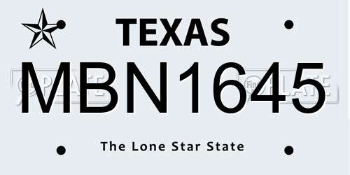 MBN1645 Texas License Plate