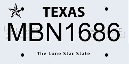 MBN1686 Texas License Plate