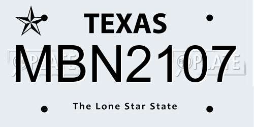 MBN2107 Texas License Plate