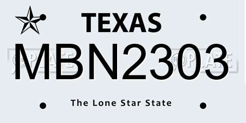 MBN2303 Texas License Plate