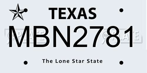 MBN2781 Texas License Plate