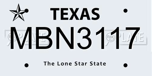 MBN3117 Texas License Plate