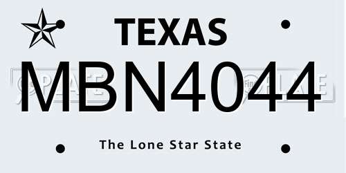 MBN4044 Texas License Plate