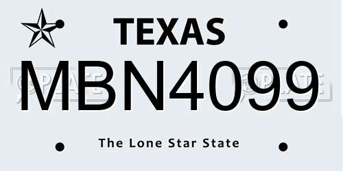 MBN4099 Texas License Plate