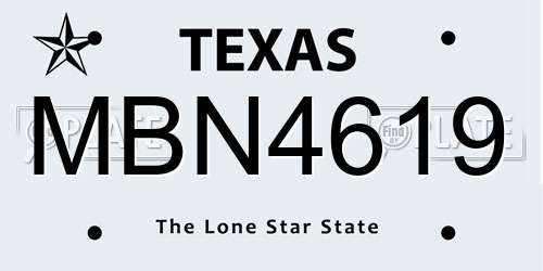 MBN4619 Texas License Plate