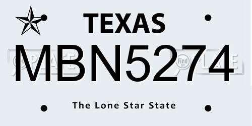 MBN5274 Texas License Plate