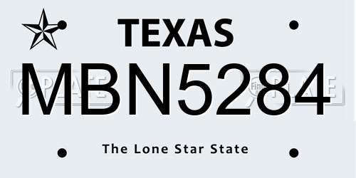 MBN5284 Texas License Plate