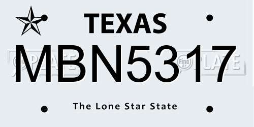 MBN5317 Texas License Plate