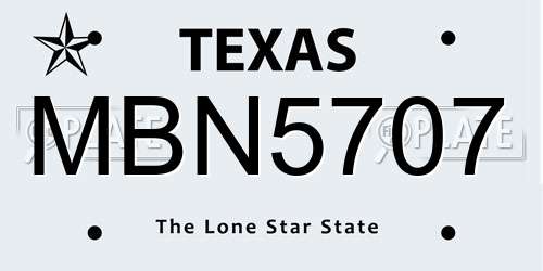 MBN5707 Texas License Plate