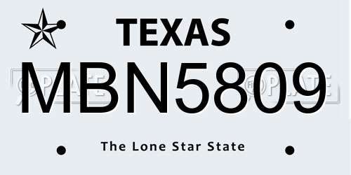 MBN5809 Texas License Plate