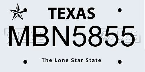 MBN5855 Texas License Plate