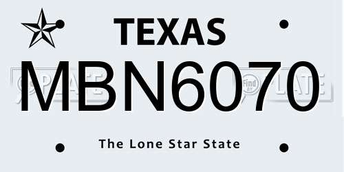 MBN6070 Texas License Plate