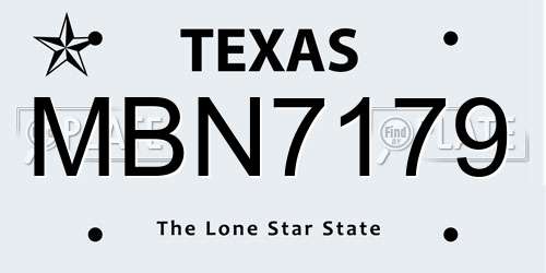 MBN7179 Texas License Plate