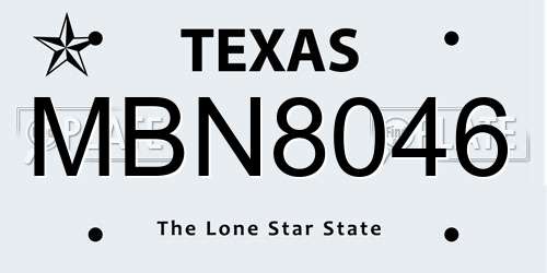 MBN8046 Texas License Plate