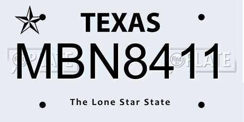 MBN8411 Texas License Plate