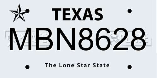 MBN8628 Texas License Plate