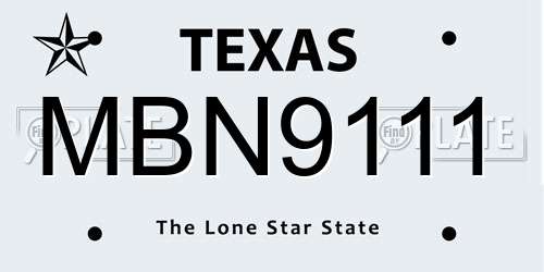 MBN9111 Texas License Plate