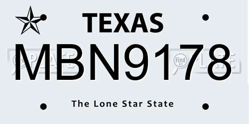 MBN9178 Texas License Plate